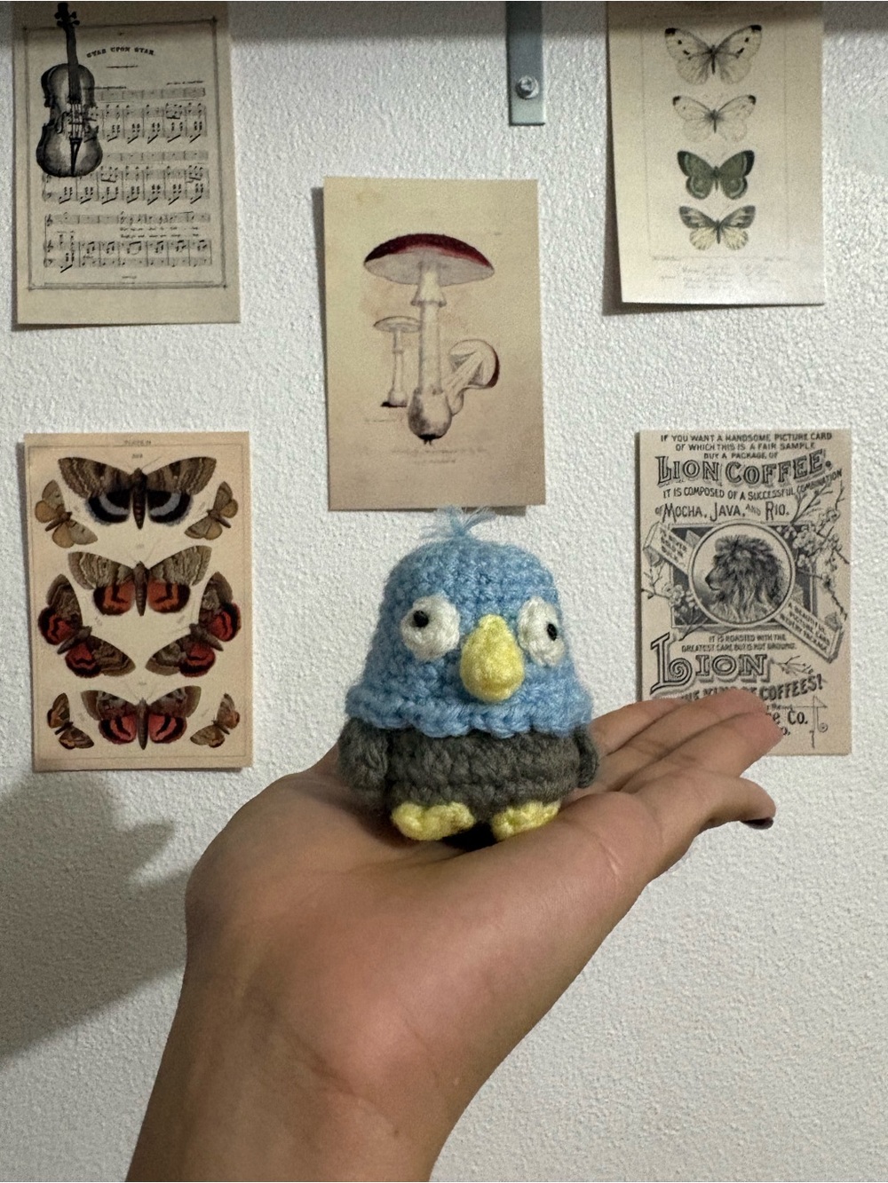 Handmade Blue & Gray Crochet Bird Plush - Cute Pet Bird Toy